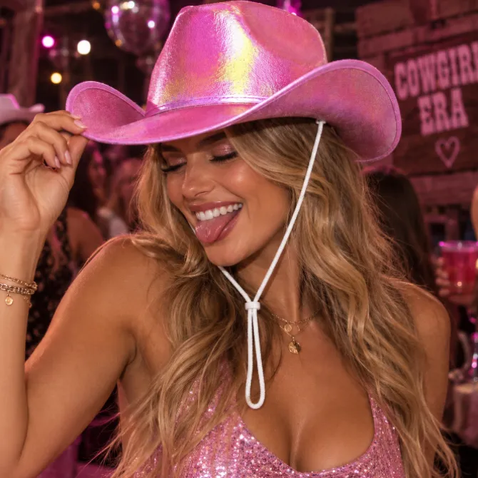 Cowboyhoed holografisch roze