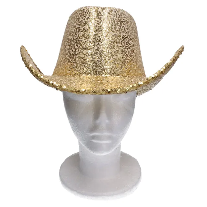 Cowboyhoed pailletten goud