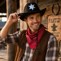 Cowboyhoed zwart met badge