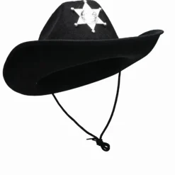 Cowboyhoed zwart met badge