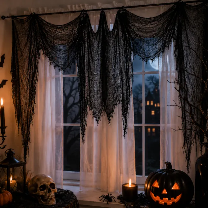 Decoratiedoek creepy zwart 76 x 198cm