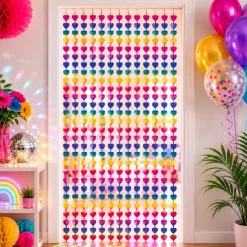 Deurgordijn folie hart regenboog - 1 x 2 m