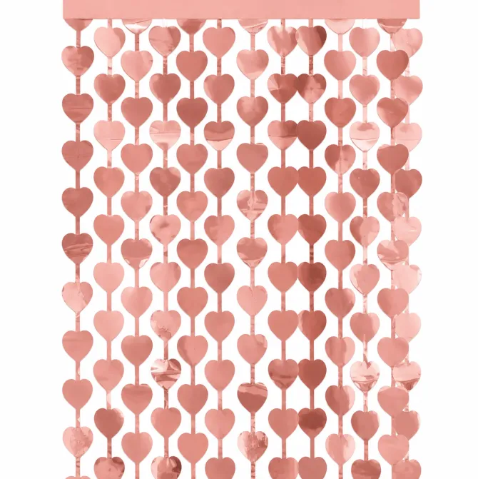 Deurgordijn - hartjes - folie - roségoud - 100 x 185cm