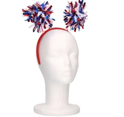 Diadeem folie pompom rood/wit/blauw