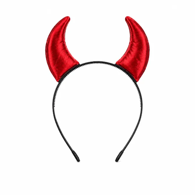 Diadeem Halloweeen duiveloren zwart/rood