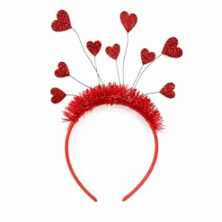 Diadeem hartjes glitter rood