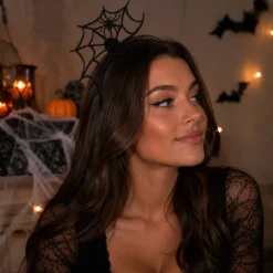 Diadeem spinnenweb zwart