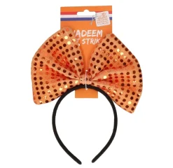 Diadeem strik pailletten oranje