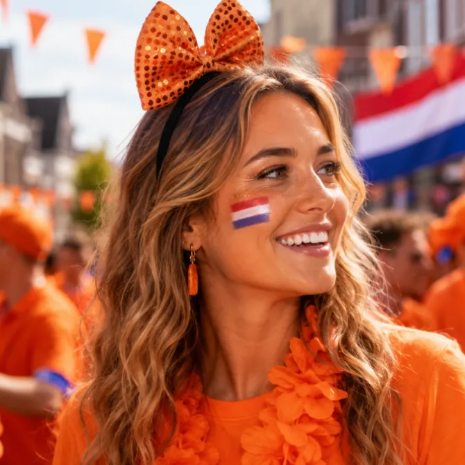 Diadeem strik pailletten oranje