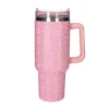 Drinkbeker to go roze glitter diamant