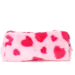 Etui pluche hartjes roze/rood