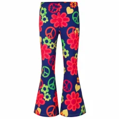 Flared broek hippie peace meerkleurig dames - S/M