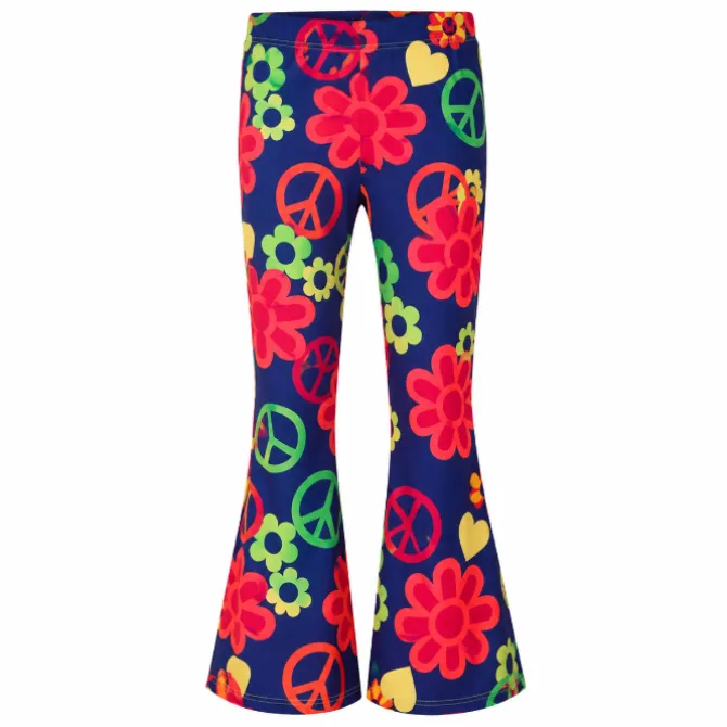 Flared broek hippie peace meerkleurig dames - S/M