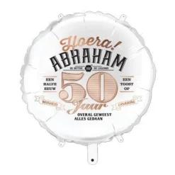 Folieballon Abraham 50 jaar wit - 35 cm
