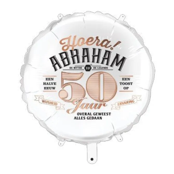Folieballon Abraham 50 jaar wit - 35 cm