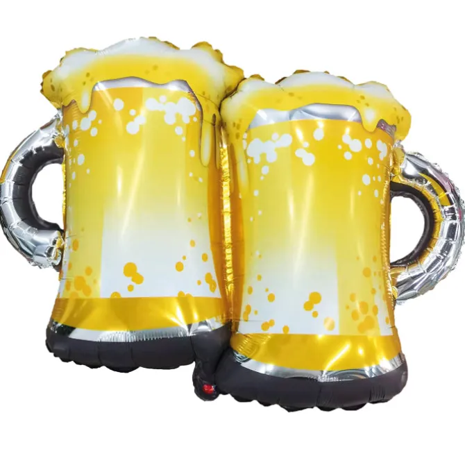 Folieballon bierpullen geel/wit - 75cm