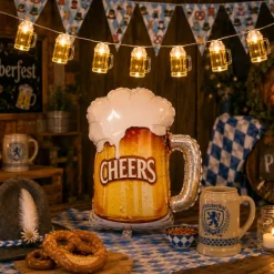 Folieballon Cheers bierpul geel/wit - 62cm