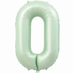 Folieballon cijfer 0 mintgroen - 80 cm