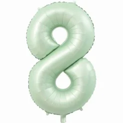 Folieballon cijfer 8 mintgroen - 80 cm