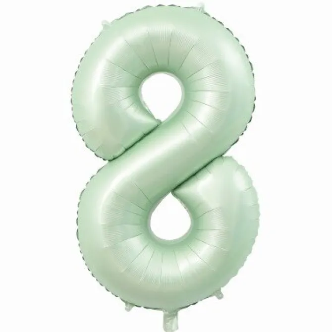 Folieballon cijfer 8 mintgroen - 80 cm
