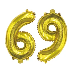 Folieballon cijfer 6 of 9 goud 70cm