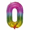 Folieballon cijfer 0 regenboog 80cm