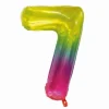 Folieballon cijfer 7 regenboog - 80 cm