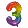 Folieballon cijfer 3 regenboog - 80 cm