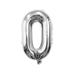 Folieballon cijfer 0 zilver - 70 cm