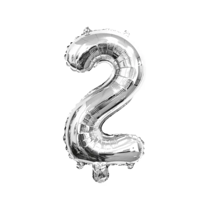 Folieballon cijfer 2 zilver - 70 cm