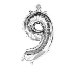 Folieballon cijfer 6/9 zilver - 70 cm