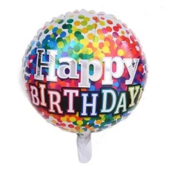 Folieballon Happy birthday rond stippen