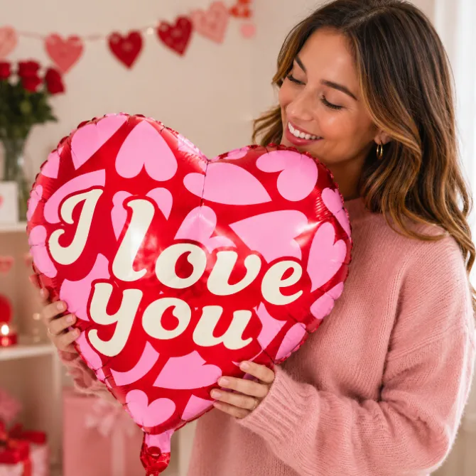 Folieballon hart i love you - 45 cm