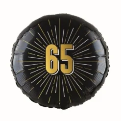 Folieballon 65 jaar goud/zwart