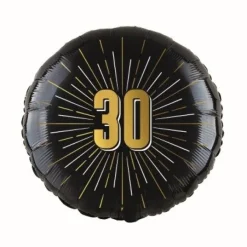 Folieballon 30 jaar goud/zwart