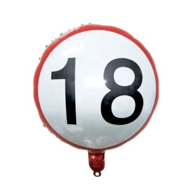 Folieballon 18 jaar verkeersbord
