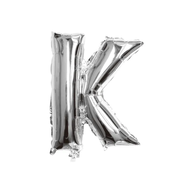 Folieballon letter K zilver - 35 cm