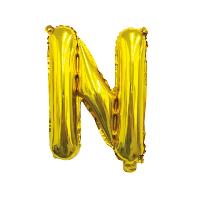 Folieballon letter N Goud - 35 cm