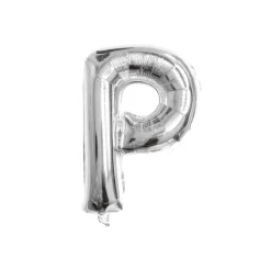 Folieballon letter P zilver - 35 cm