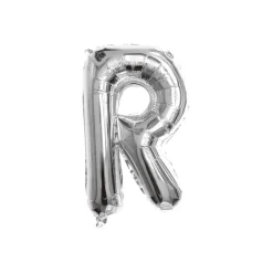 Folieballon letter R zilver - 35 cm