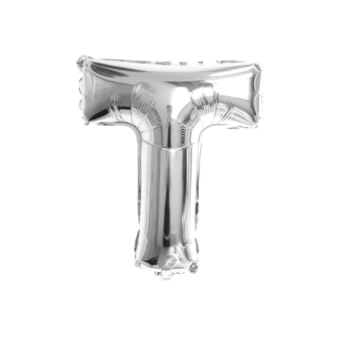Folieballon letter T zilver - 35 cm