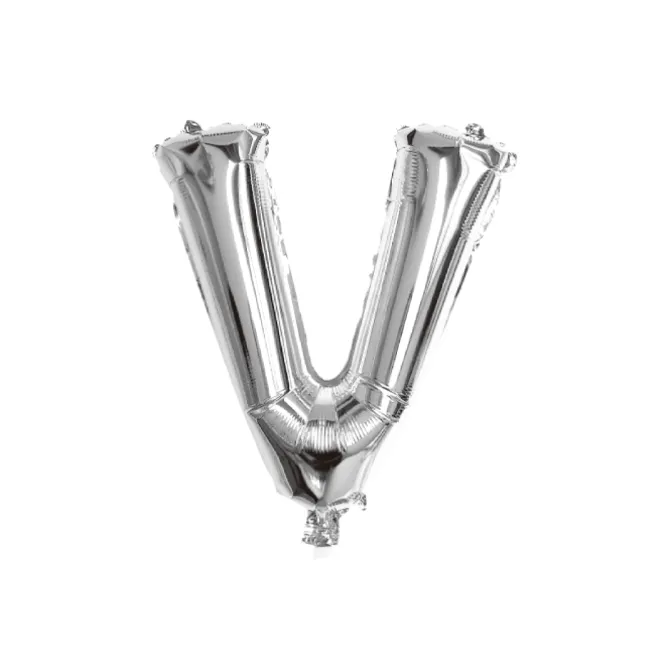 Folieballon letter V zilver - 35 cm