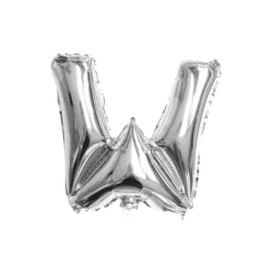 Folieballon letter W zilver - 35 cm