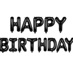 Folieballonnen slinger Happy birthday zwart