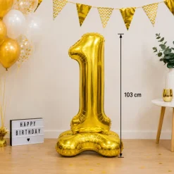 Folieballon staand XXL 1 goud - 103 cm