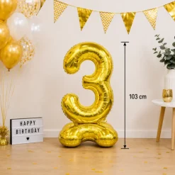 Folieballon staand XXL 3 goud - 103 cm