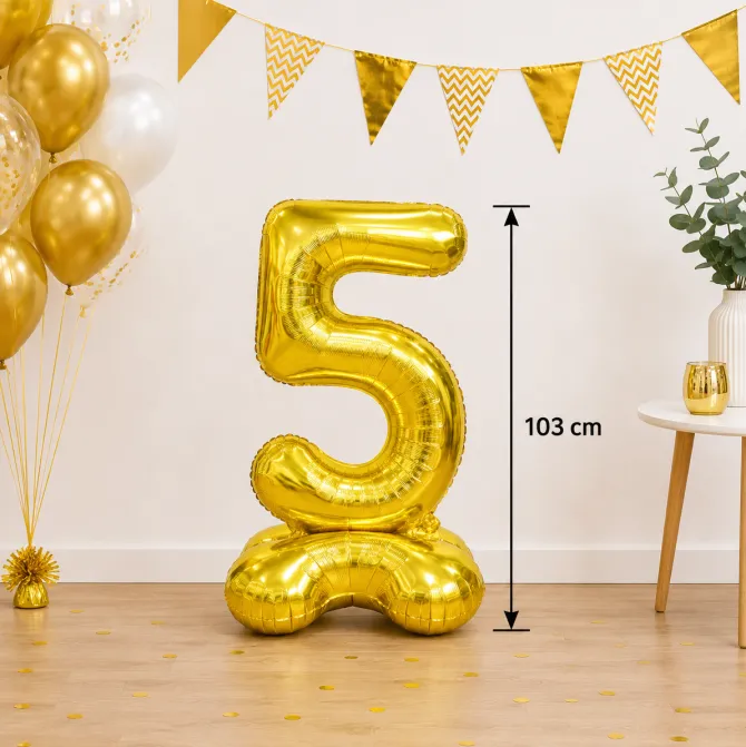 Folieballon staand XXL 5 goud - 103 cm