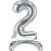 Folieballon staand 2 zilver - 68 cm