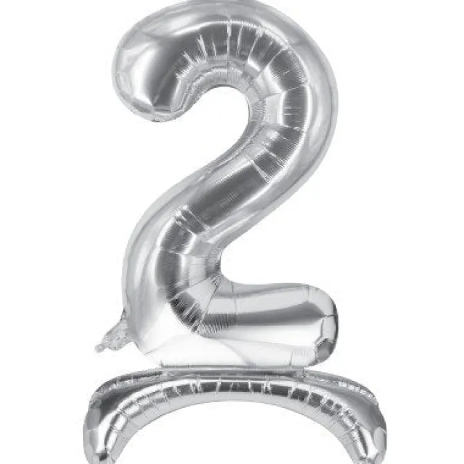 Folieballon staand 2 zilver - 68 cm