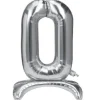 Folieballon staand 0 zilver - 68 cm